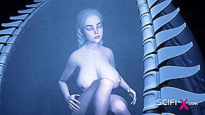 Hot alien sex in a dark cave with a horny young blonde